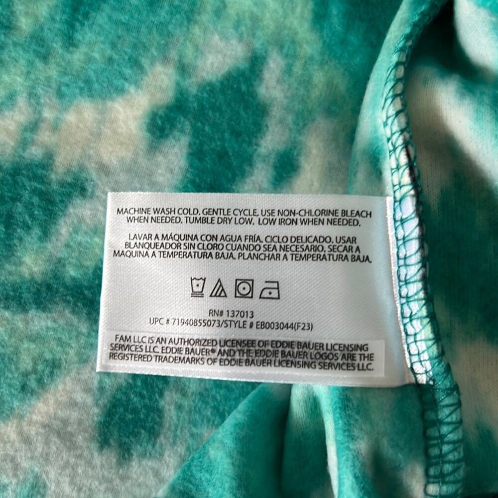 Eddie Bauer Turquoise Leaf Ikat Print Lightweight Fleece 1/4 Zip Pullover Size S - Picture 11 of 11